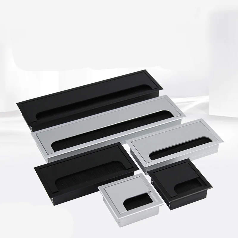 Aluminum Alloy Table Line Hole Cover Desk Outlet Desktop Hole Wire Decoration Cover Rectangular Threading Box Office Accessories