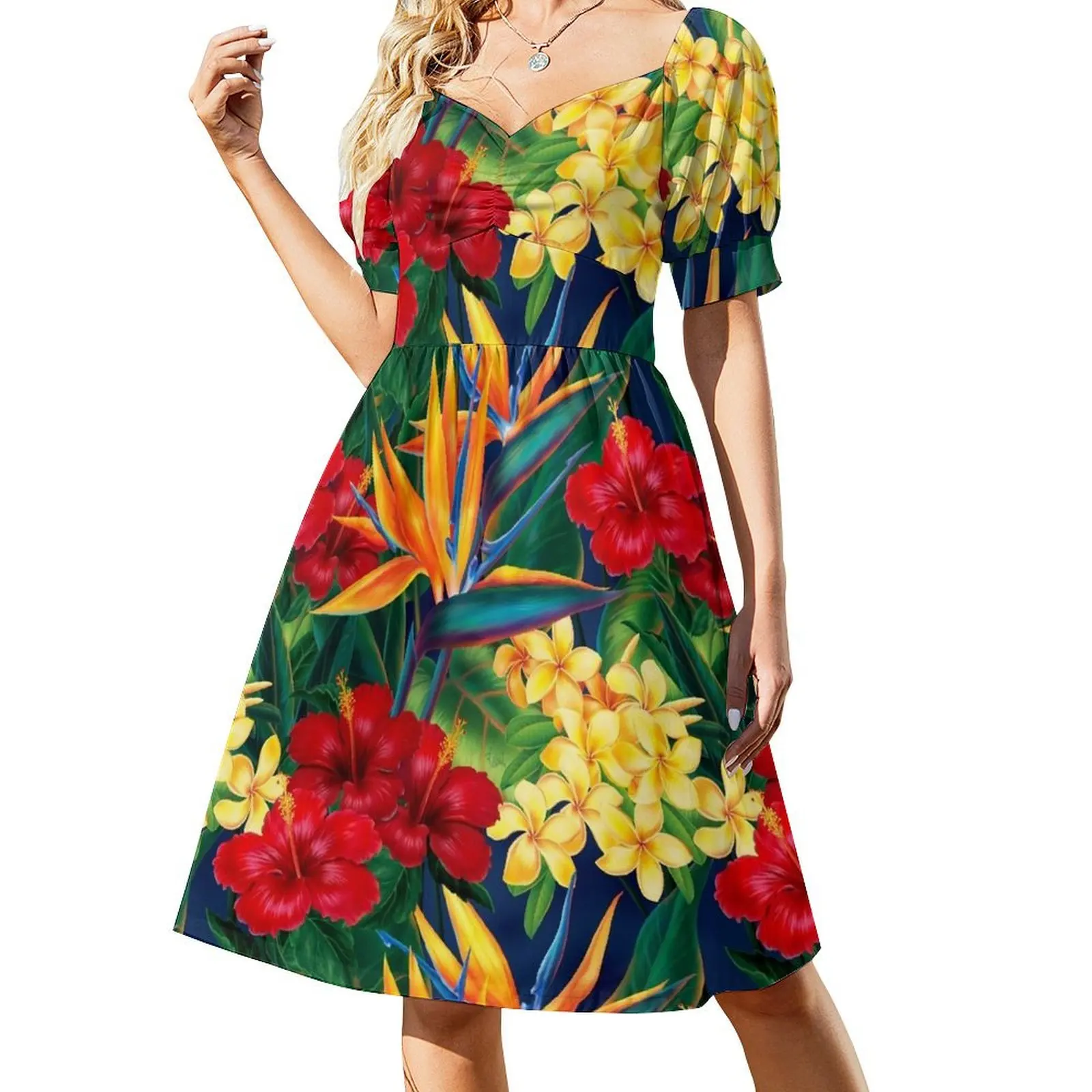 

Tropical Paradise Hawaiian Birds of Paradise Illustration Short Sleeved Dress dresses for woman wedding guest dress 2025 Dress