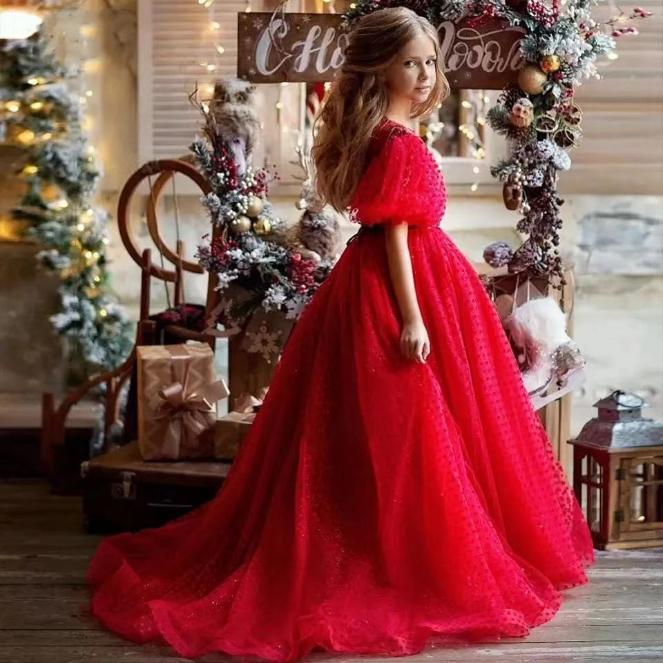 Vestidos florais com apliques de renda inchados, vestidos de princesa, cinto caqui, sem mangas, apto para casamento, aniversário, banquete