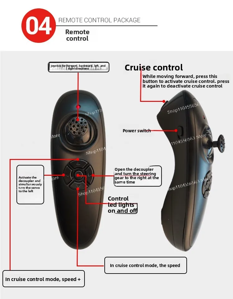 "لوحة تحكم جرارة RX40E - محرك مصقول 12 فولت/24 فولت 40 أمبير مع جهاز تحكم عن بعد وجيروسكوب 500 متر" #5