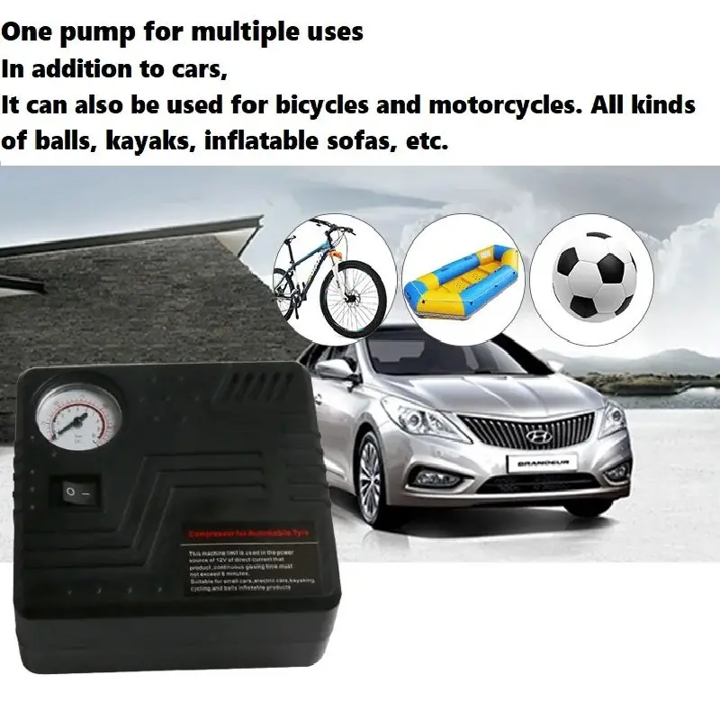 Portable CarAir Pump Auto Electric Air Compressor Tire Inflator 12V 150PSI with Car Jump Starter Connector Emergency Charging