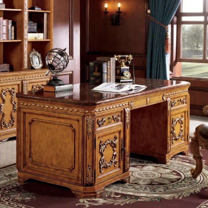 European marble desk computer table American style classical boss table conference table supervisor large desk customization