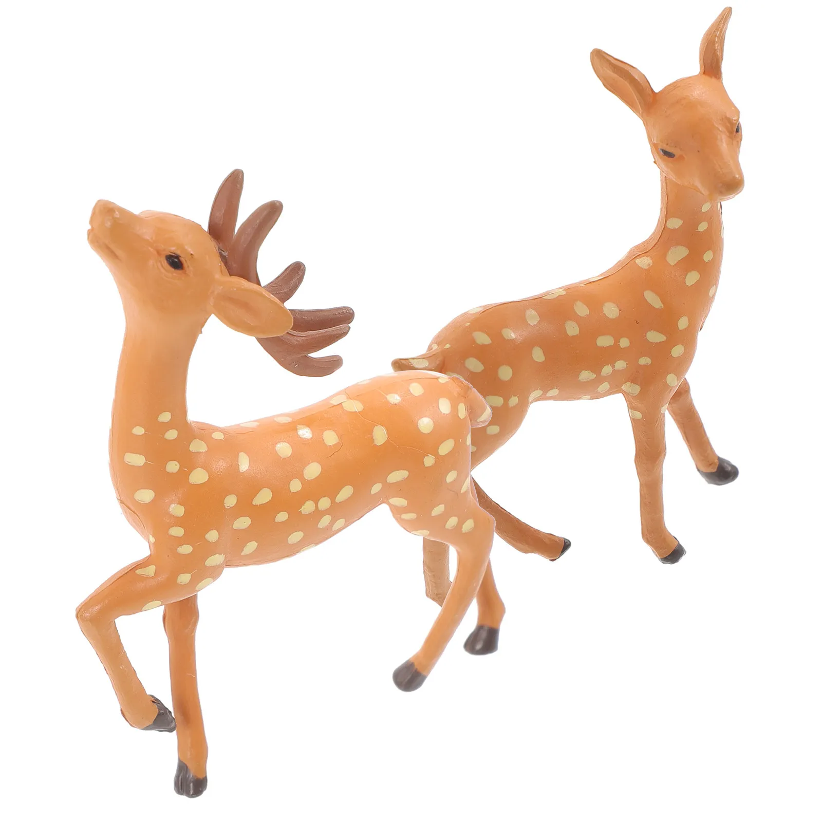 Realistic Deer Statue Set – 2pcs Lightweight Resin Garden Ornament for Desktop, Table, Party Decor & Bonsai Display