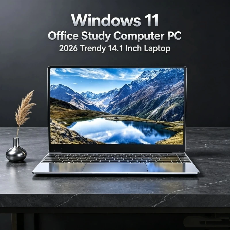 

Practical 2026 14.1 Inch Ultra Thin Notebook Win11 DDR4 16GB RAM 2TB SSD Portable Business Laptop PC Intel N95