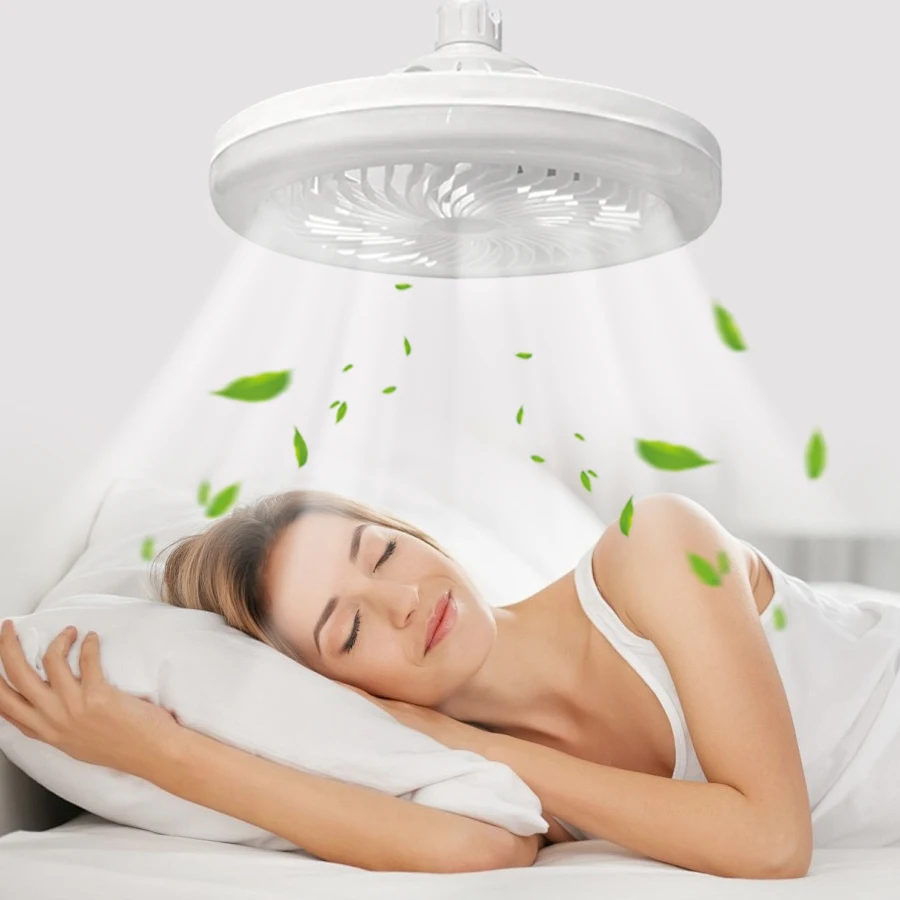 

LED 2-in-1 Ceiling Fan Light E27 Bulb White 3 Color Adjustable Remote Control For Kitchen Dining Room Bedroom Cooling Lighting