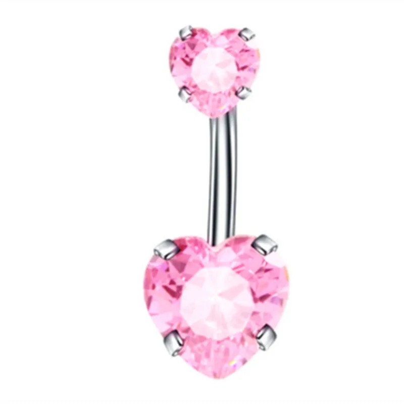1PCS Rosa Krone Bauchnabel Ringe Schmuck Edelstahl Herz Nabel Piercing Barbell Kristall Nette Bauch Ringe Für Frauen Mädchen
