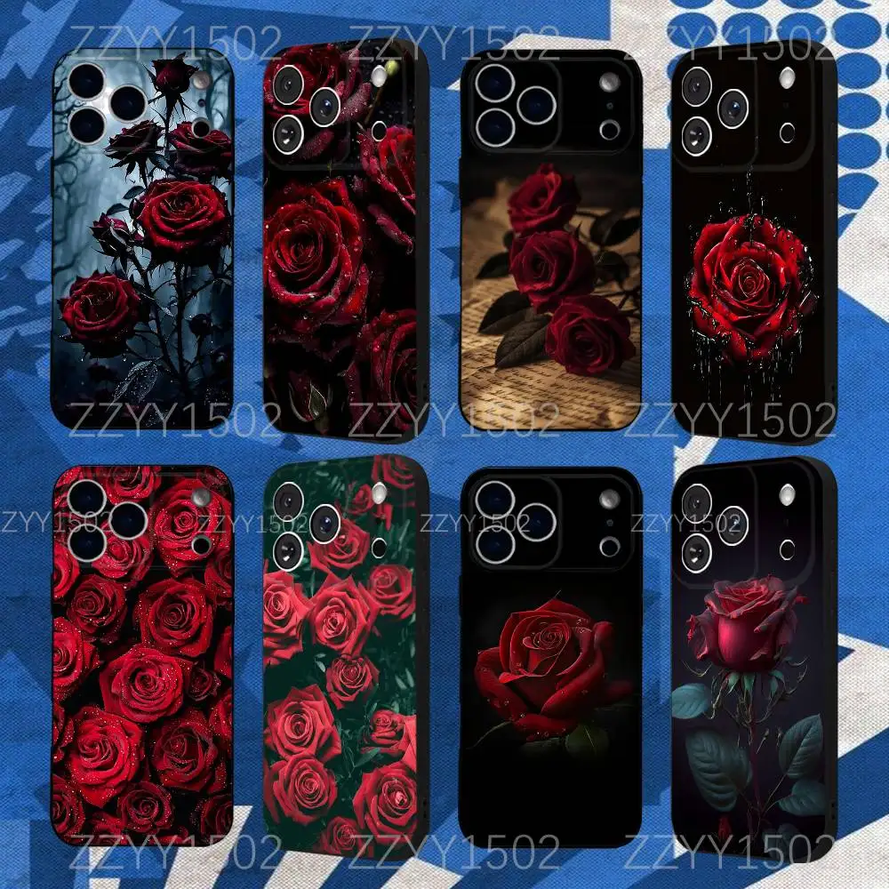 

Roses Red Flower Phone Case For iPhone 17,16,15,14,13,12,11,X,XS,8,7,Pro,Max,Plus,E,SE4,Air,Mini Soft TPU Gift