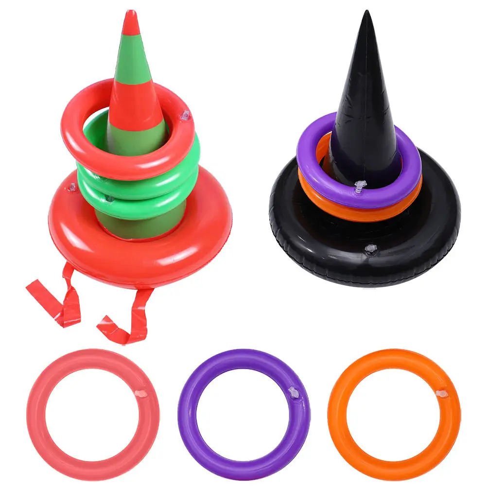 10Pcs Toss Game Halloween Witch Hat Inflatable Party Game Christmas Festival Activity Bright Colors Enhance Cognition