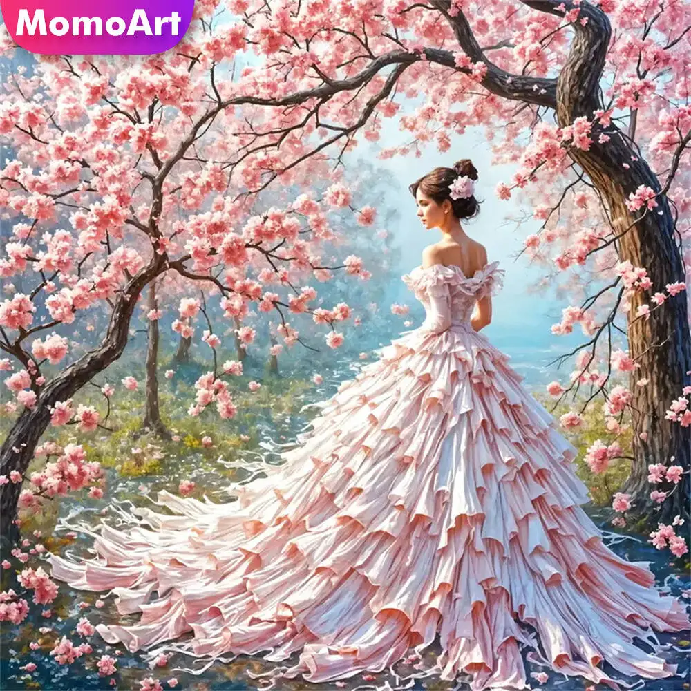 Momoart Diamond Painting Woman Portrait DIY Picture Of Rhinestones Tree Diamond Embroidery Flower Mosaic Child Hobby