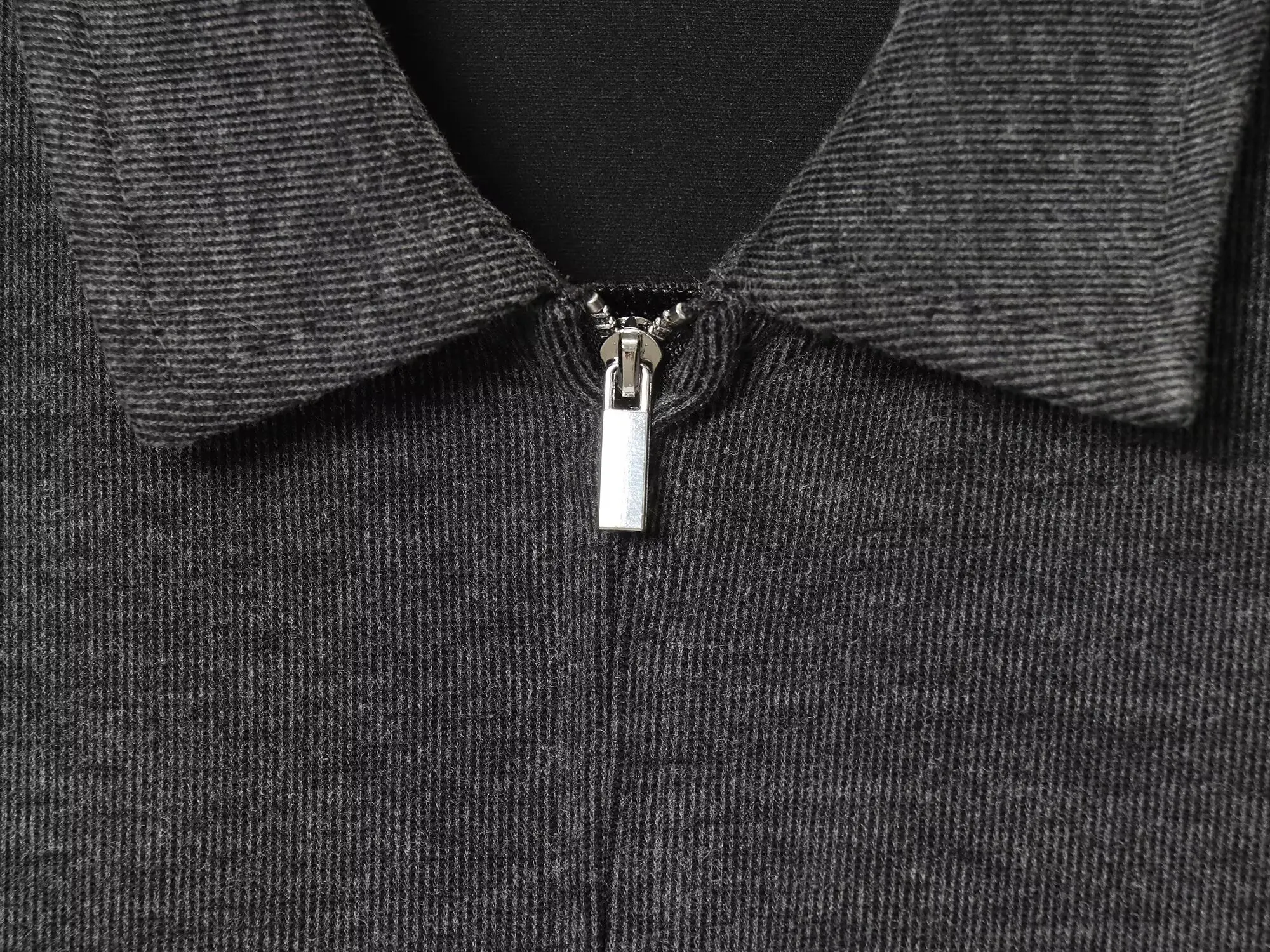 Nlzgmsj-trajes de punto gris para mujer, chaquetas tipo Polo de manga corta con cremallera, pantalones de pierna ancha de cintura alta, conjuntos de moda, otoño