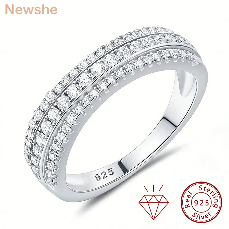 

Newshe GRA Certified Moissanite Wedding Rings for Women Solid 925 Sterling Silver Eternity Band Engagement Ring Fine Jewelry