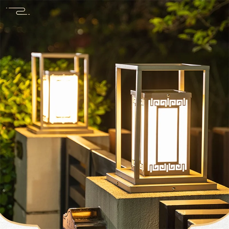 

Outdoor Solar Post Lamp Pillar Light Remote Control Waterproof IP65 Modern Wall LED for Home Garden