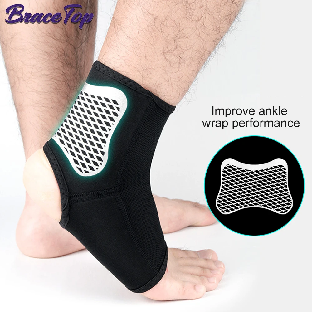 BraceTop 1 PC Compression Ankle Protector Football Ankle Support Basketball Ankle Brace Protective Outdoor Sports Gym Accessory