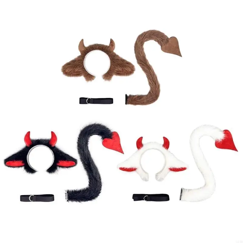 Tier Yak Kostüme Set, Yak Ohrstirnband mit Yak -Schwanz für Kinder Jungen Mädchen