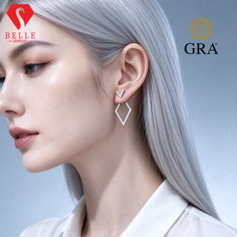 여성을 위한 모이사나이트 다이아몬드 모양의 스터드 귀걸 - Earrings 리뷰 및 가격