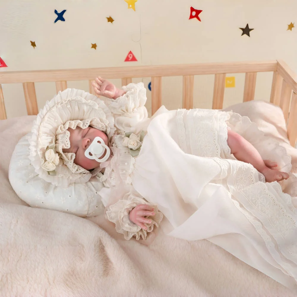 22 inch Realistic Reborn Baby Doll Cute Vinyl Dolls Lifelike Newborn Doll Retro Victorian Style Baby Dolls Kid Xmas Gift