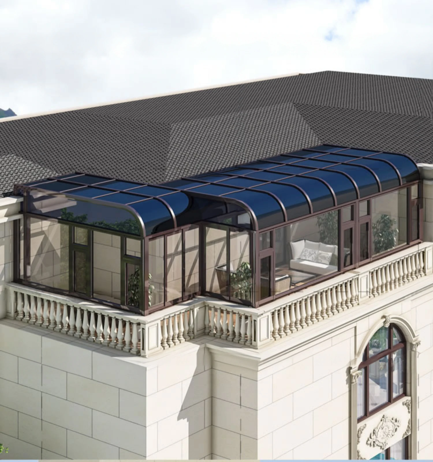 High Quality Insulated Large Aluminum Alloy Backyard Glasshouse for Sun Room Series sunroom
