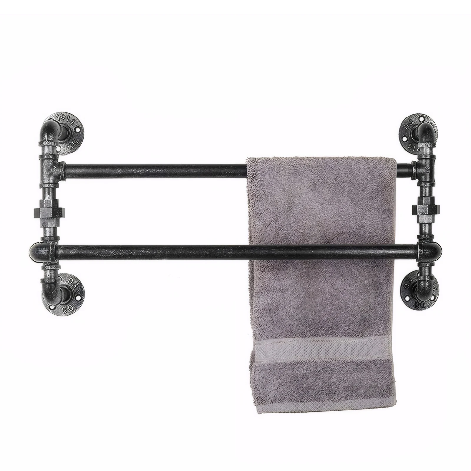 Industrieller Handtuchhalter aus Schmiedeeisen im Vintage-Stil, Wandmontage, Handtuch-Organizer, Handtuchaufbewahrung, Aufhänger für Badetücher und Waschlappen