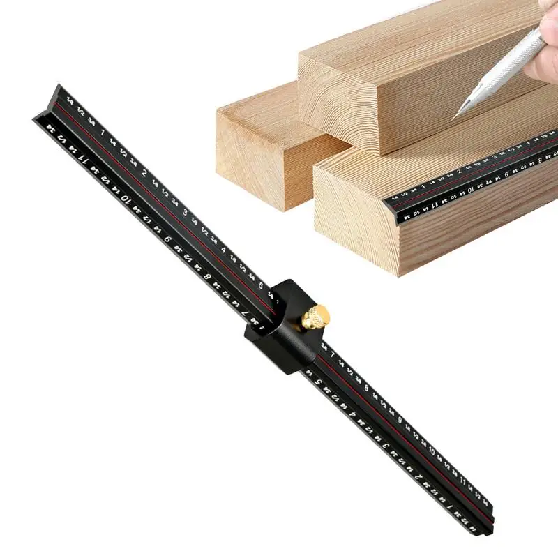 Woodworking Ruler L-Type Marking Measuring Ruler Woodworking Ruler With Slide Stops Inch And Metric Woodworking Rulers With