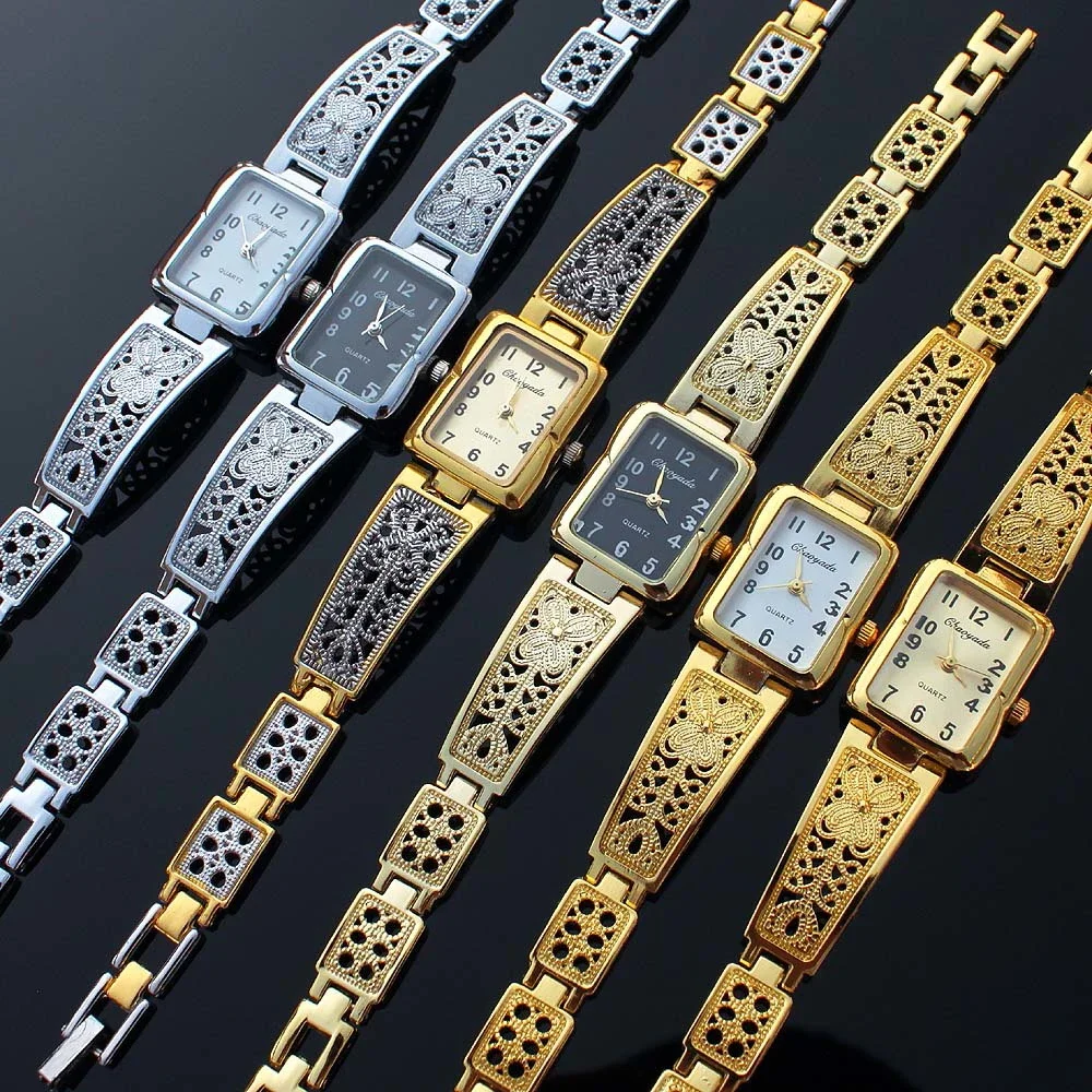 Drop Shipping Dress Women Rectangle Clock Wrist Watches Women\'s Bracelet Watches Fashion Lady Quartz Watch Montre Femme