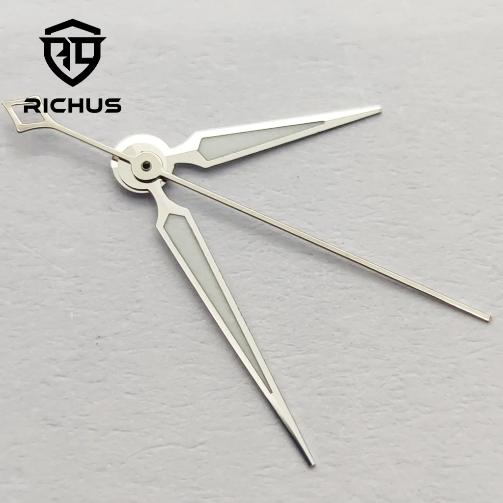 RICHUS NH35 시계 바늘 실버 시계 바늘 녹색 빛나는 맞춤 NH34 NH35 NH36 무브먼트