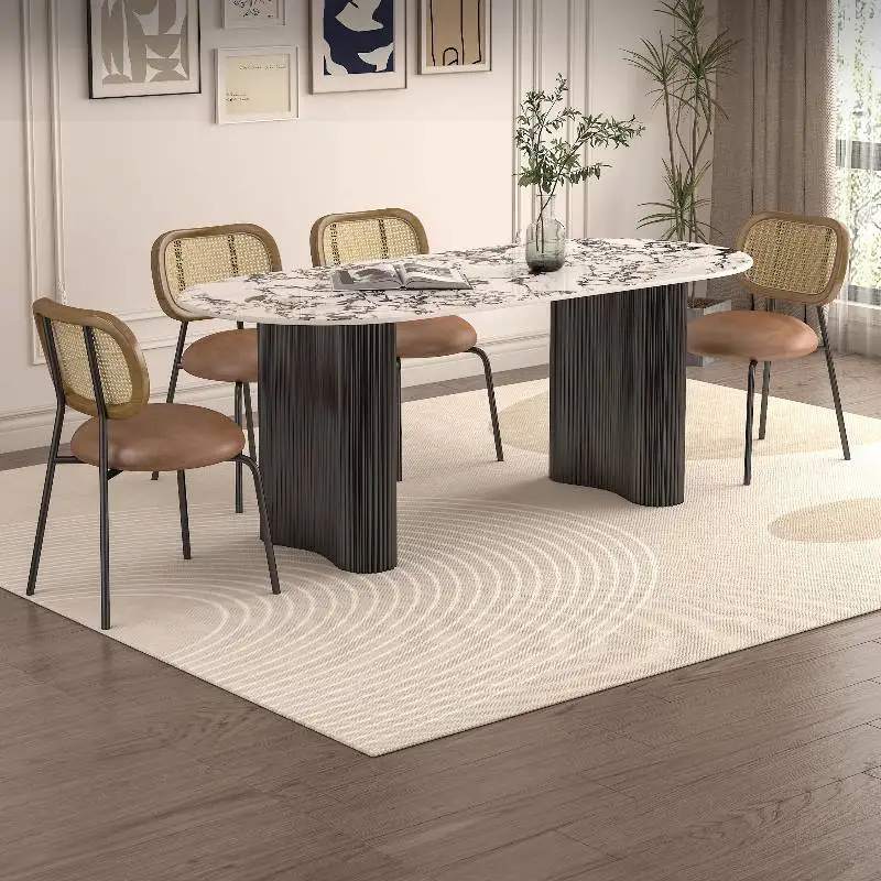 Designer Style Dining Tables Space Small Base Extending Luxury Dining Tables Modern Expandable Mesas Comedor Furniture For Home