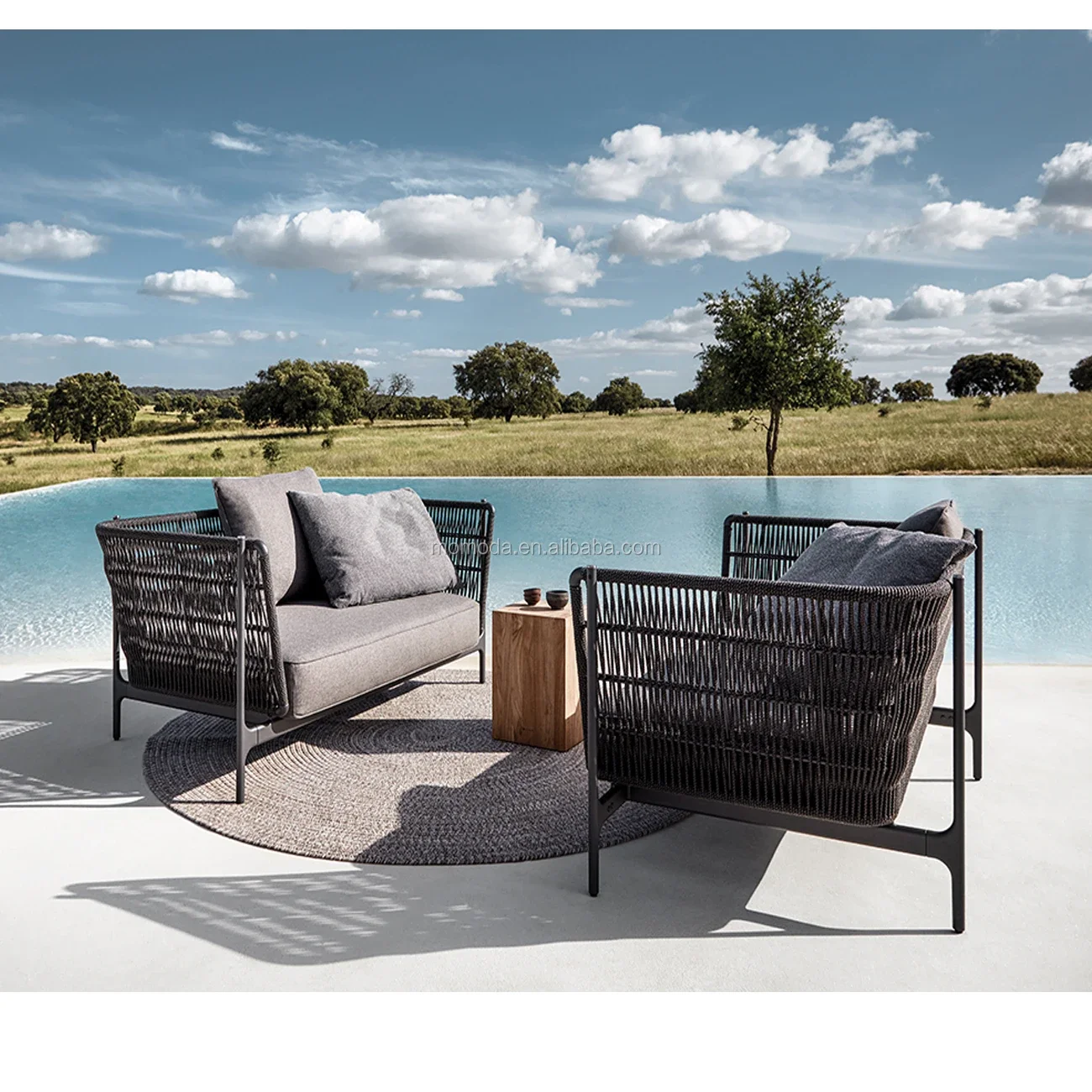 

#modern luxury design comfortable patio garden aluminum sofa chairs set fabric outdoor sectional sofas