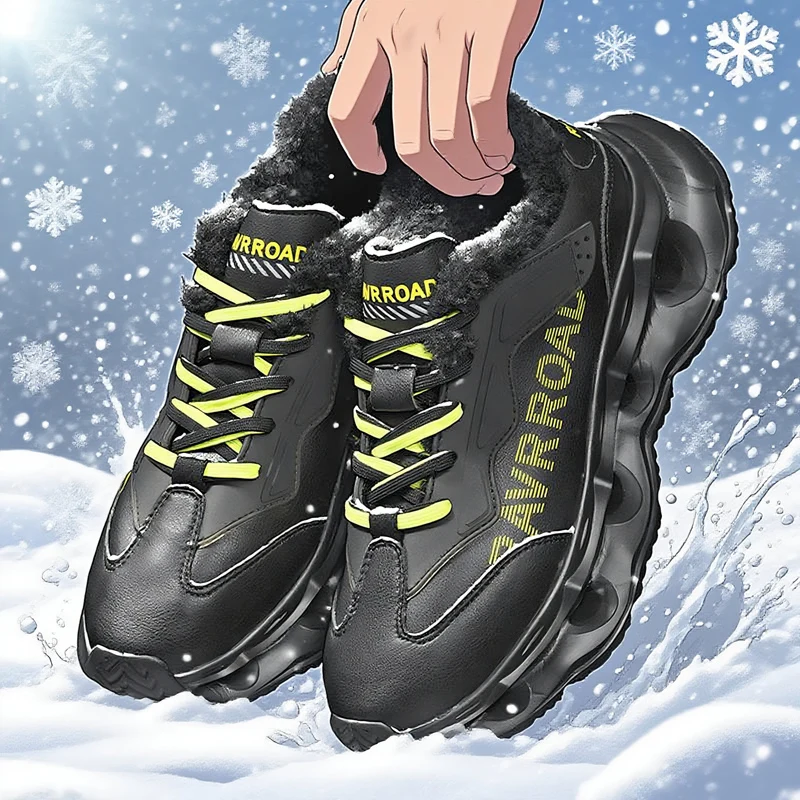

Fleece casual shoes versatile sports shoes for winter teenagers anti-slip and wear-resistant men's shoes warm dad shoes