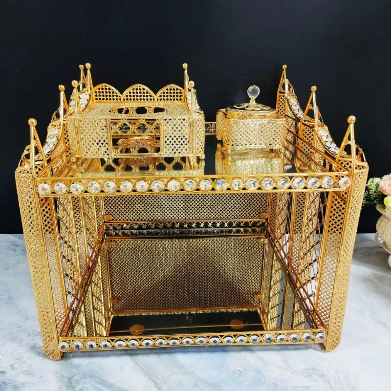 golden Ethiopian   coffee table set with tea cup and saucer