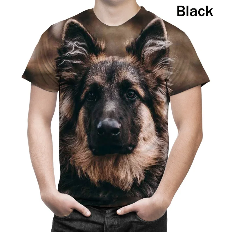 2022 Cool Fashion Summer 3D Printed Tops Men \'s Personality T Shirt German Shepherd Loyal Dog Short Sleeve T-Shirts for Men