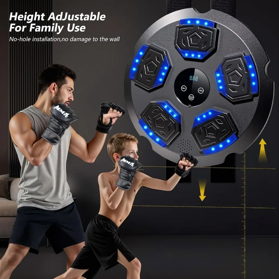 Interactive Music Boxing Machine Workout Equipment with Integrated Boxing Gloves Bluetooth Smart Punching Arcade Machine for Ho