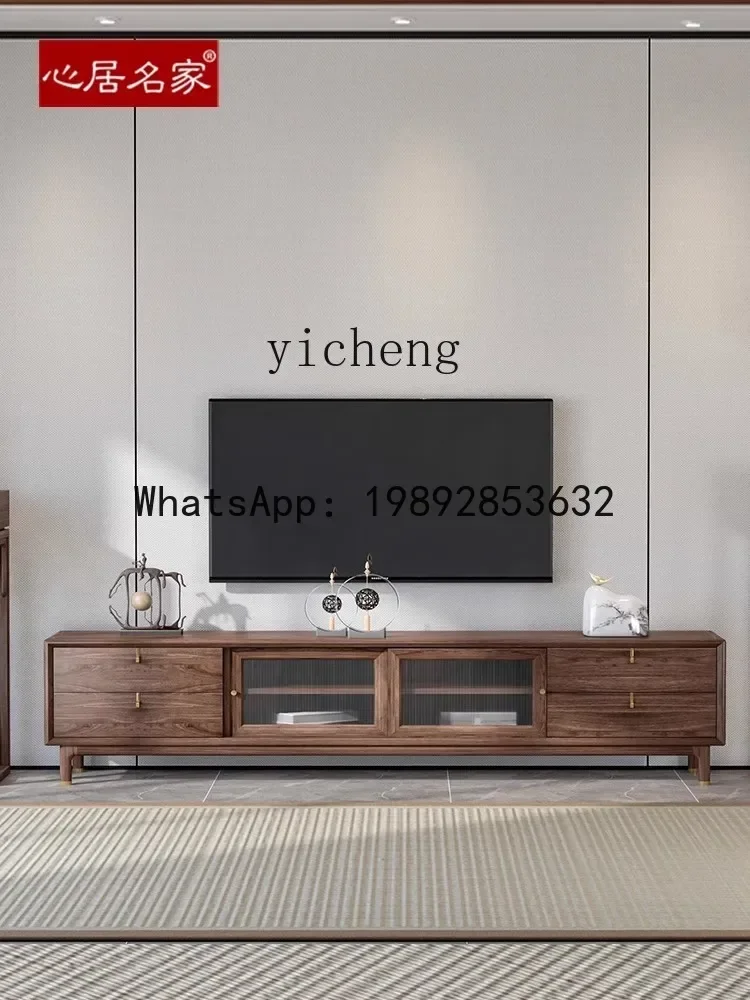 New Chinese Style Solid Wood TV Cabinet Black Walnut Wood Living Room Furniture Storage Floor Cabinet home accessories