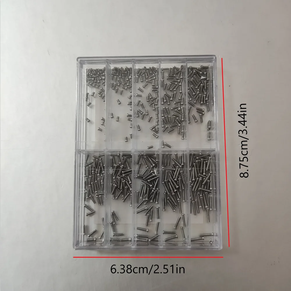 1 Set of 10 Sizes Stainless Steel Watch Screws Set , 1.2mm Thread Screws Watch Repair Accessories for Watchmakers W5573