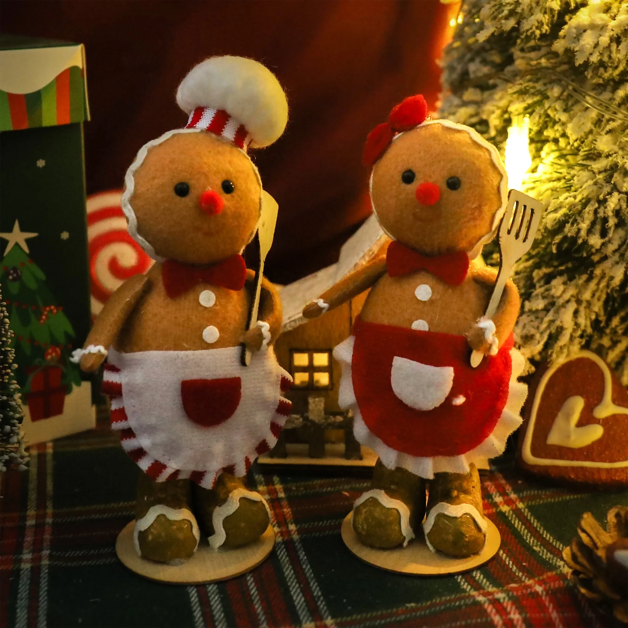 Christmas Gingerbread Man Doll Chef Hat Gingerbread Man Home Table Chef Navidad DIY Ornament Gift Window New Year Arrangement