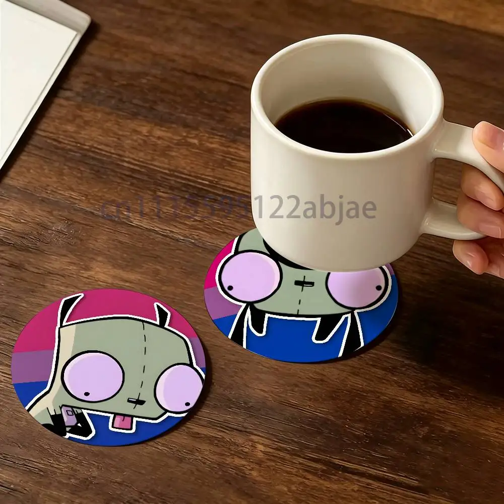 G-GIR I-Invader Zim Heat-Resistant Pine Coasters Lightweight Sturdy for All Drinkware Easy to Clean