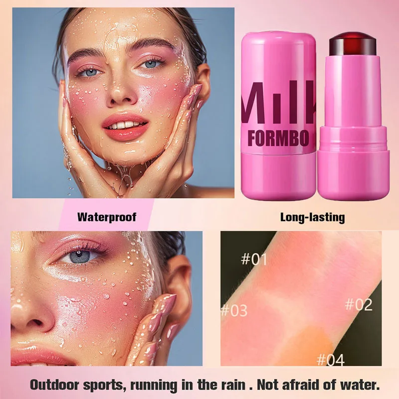 Jelly Blush Lip Gloss Stick For Lazy People To Contou Even Skin Tone Brighten And Color Easy To Apply For Both Lips And Face