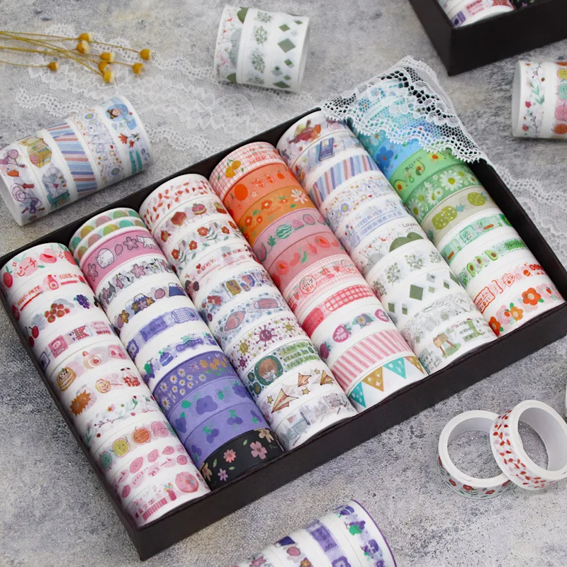 

60 Roll Boxed Korean Washi Tape Decoration Cartoon Border Booklet Tape Sticker Set For Scrapbooking Journaling