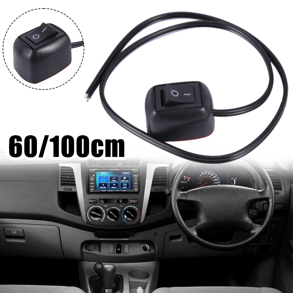 Power Off Switch With Cable 60cm/100cm Car Button Switch DC 12V/24V Battery Disconnect Switch For Fog Lamp Neon Lights