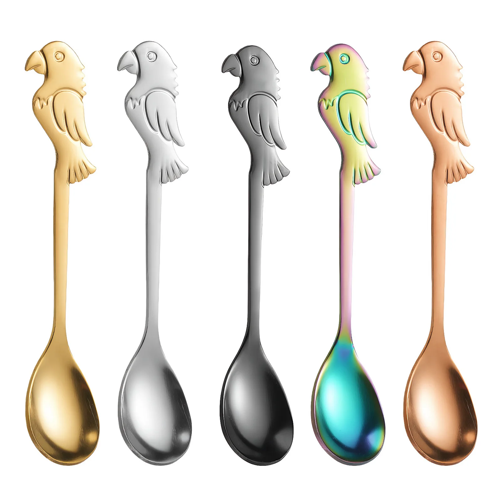 Cute Animal Stainless Steel Teaspoons Creative Small Spoon Stainless Steel Tea Spoon for Coffee Tea Dessert and Stirring