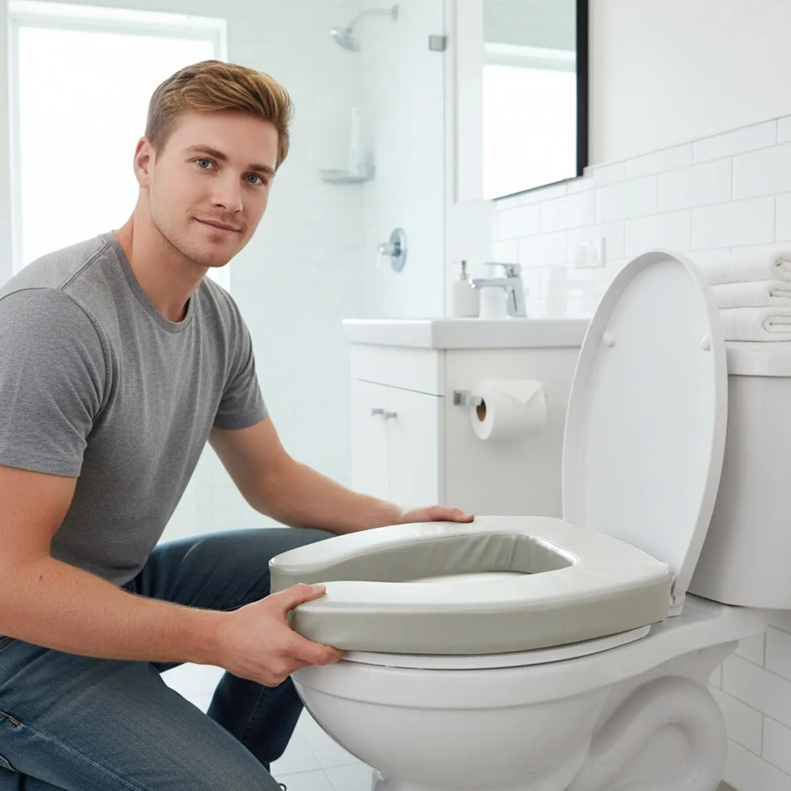 Non-slip Toilet Seat Waterproof Risers Senior Ergonomic Assist Padded Seat Toilet Lift Assist For Elderly Disabled Pregnant Home image 3
