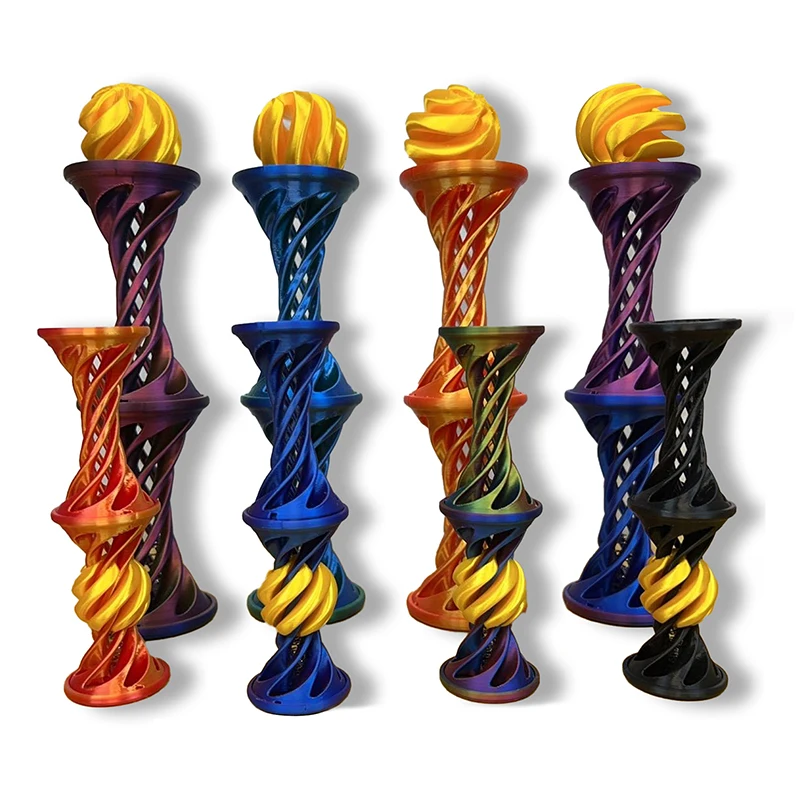 3D Impresso Impossível Cono Pirâmide Passthrough Escultura Parafuso Haste Bola Liberação Brinquedo de Alívio do Estresse