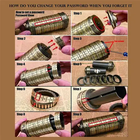 for Da Vinci Code Mini Lock Puzzle Box, Cryptex Password Lock, with Compartment, Zinc Alloy, for Gift, Puzzle Game