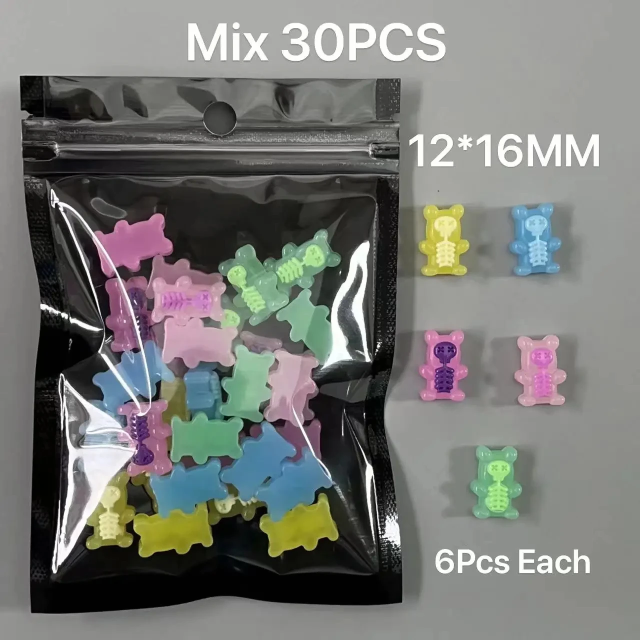 30Pcs Fasnionable Mixed Cute Resin Cartoon Bunny Bear Accessories Nail Charms Art Ice Cream Cake Donut Candy Decorations