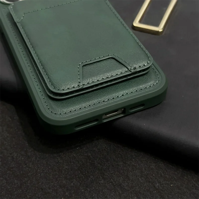 For iPhone 11 12 13 14 15 Pro Max Magnetic Adsorption Detachable Wallet Invisible Stand Wireless Charge Seismic Phone Case