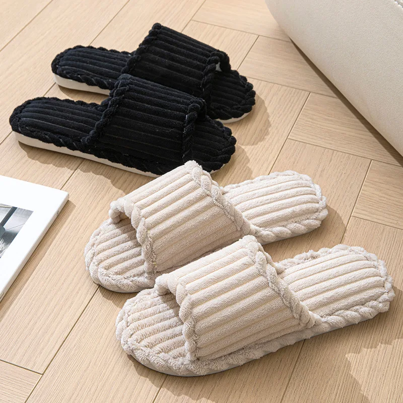 Men's open Toed Slippers Autumn and Winter Indoor Anti slip Breathable Bedroom Silent Couple's home Shoes for Srping and Autunm