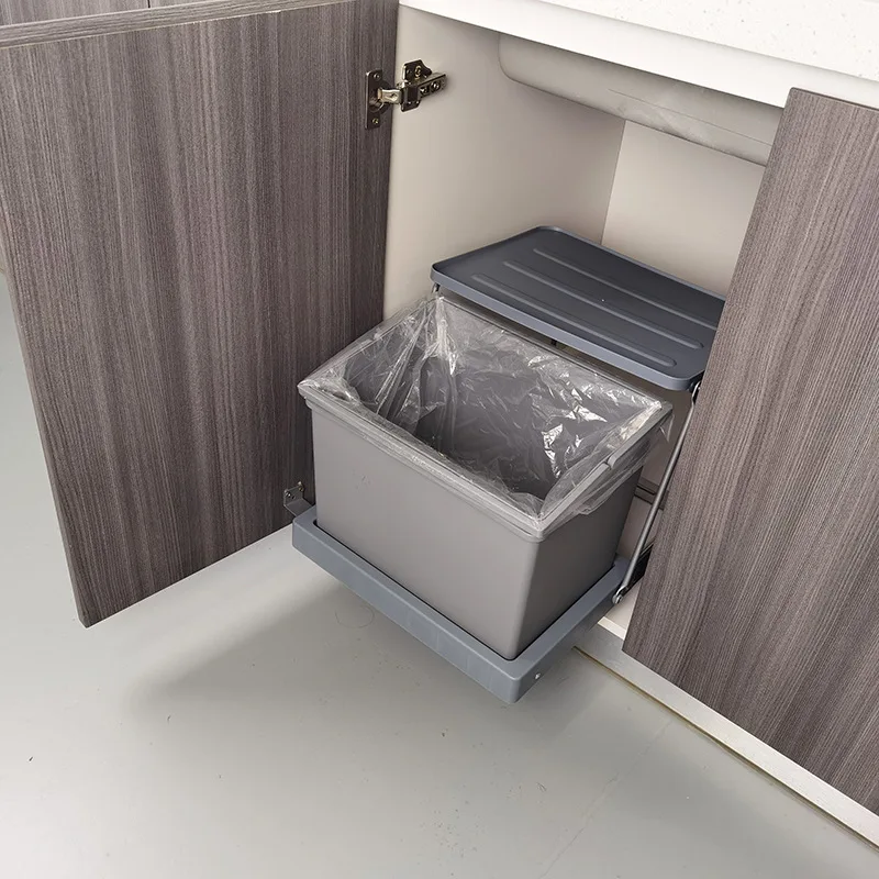 Cabinet, sink cabinet, unscrew the door trash can, embedded in cabinet, hide the trash can under kitchen vegetable basin