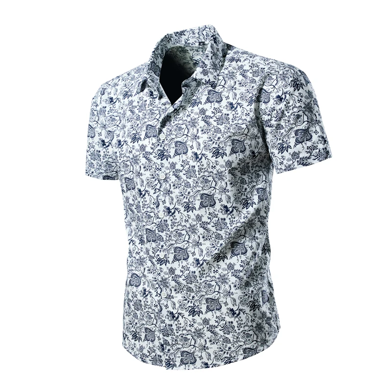 High quality 100% cotton Hawaiian Shirt Beach Sun Casual Slim Fashion men\'s Shirt Shirt Fashion short sleeve shirt