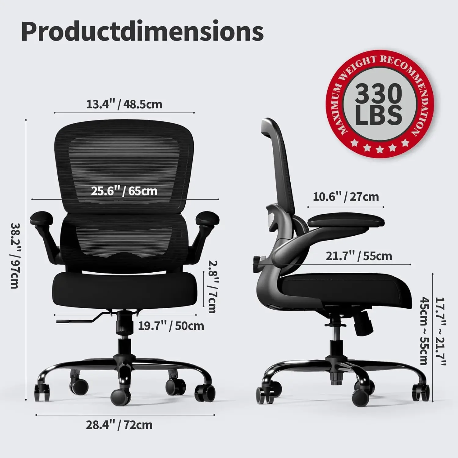 Ergonomic Desk Chair with Adjustable Lumbar Support, Mesh Computer Chair, Executive Chair for Home Office Comfortable Lumbar Sup