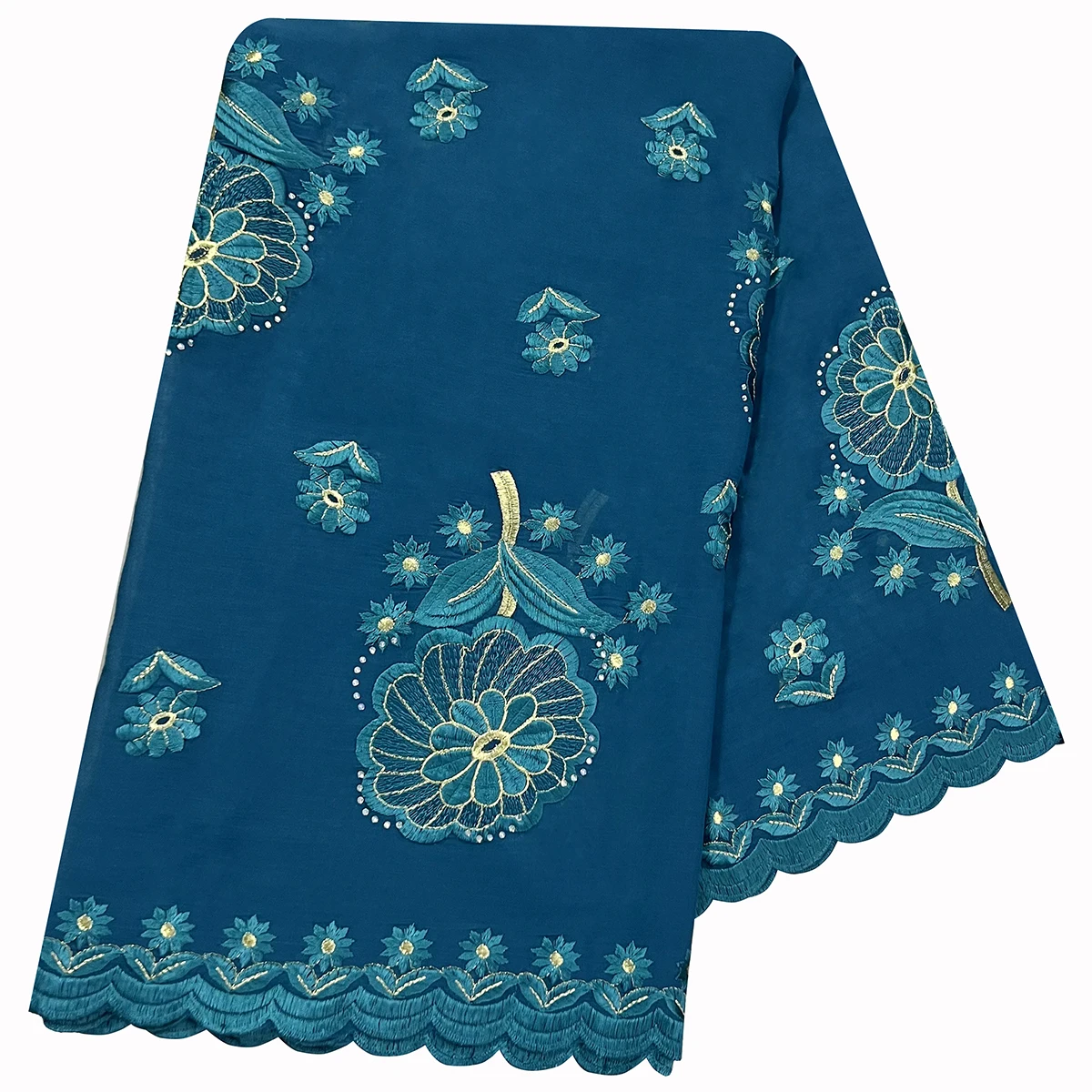 African Women Hijab Muslim Scarf Dubai Excellent Style High Quality 100% Cotton Fabric Rayon Cotton Thread Eembroidered Scarf
