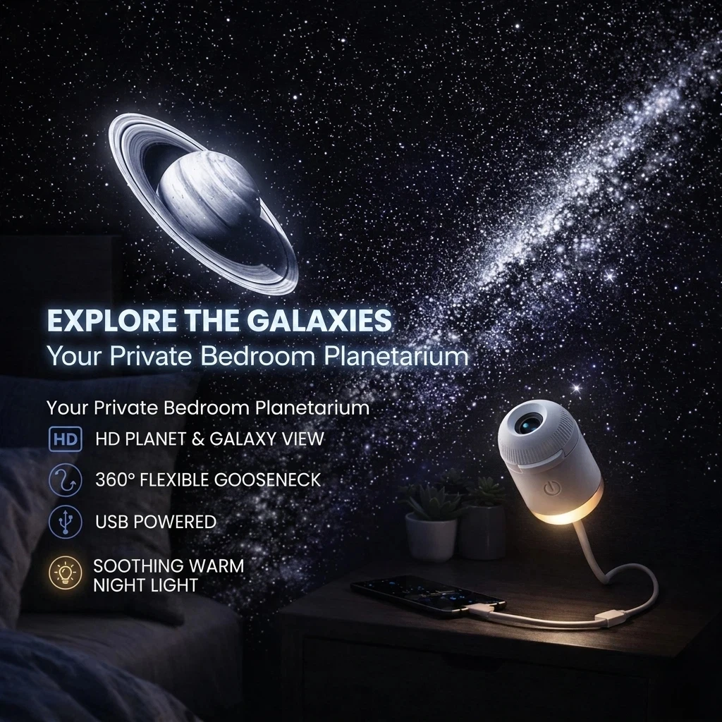 WACUAAO 2-in-1 HD Galaxy Projector, Compact Starry Sky Night Light with 10 Scenes, Portable Planetarium Lamp for Room Decor